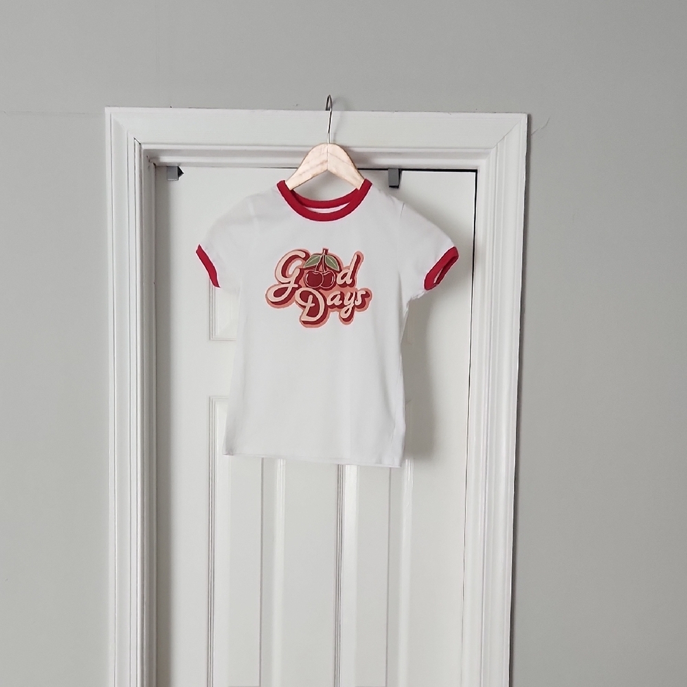 Art Class White Tee with Red 'Good Days' Design